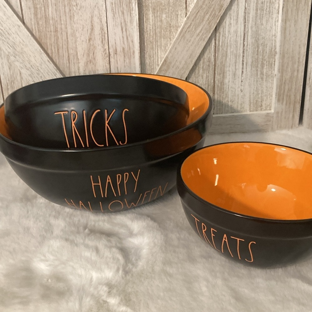Rae Dunn Treats, Tricks and Happy Halloween Mixing Bowls